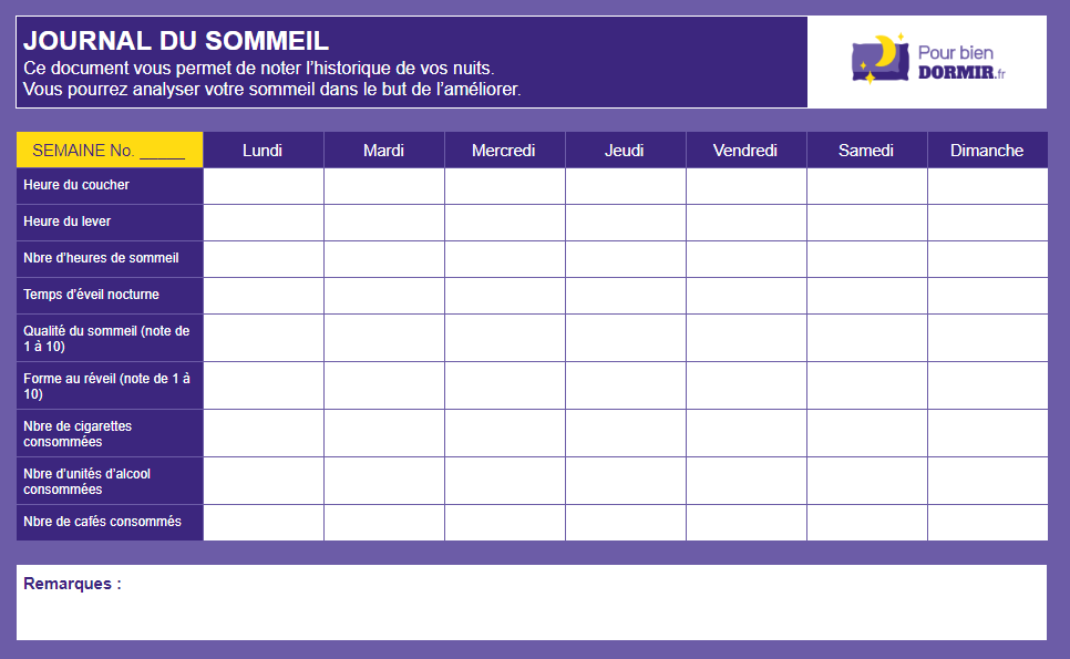 journal du sommeil
